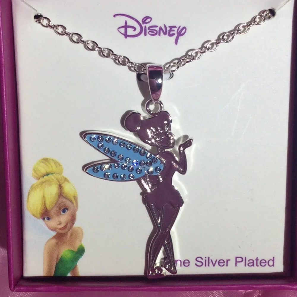Disney Tinker Bell Silver Plated Fairies Jewerly Collection Pendent and Necklace